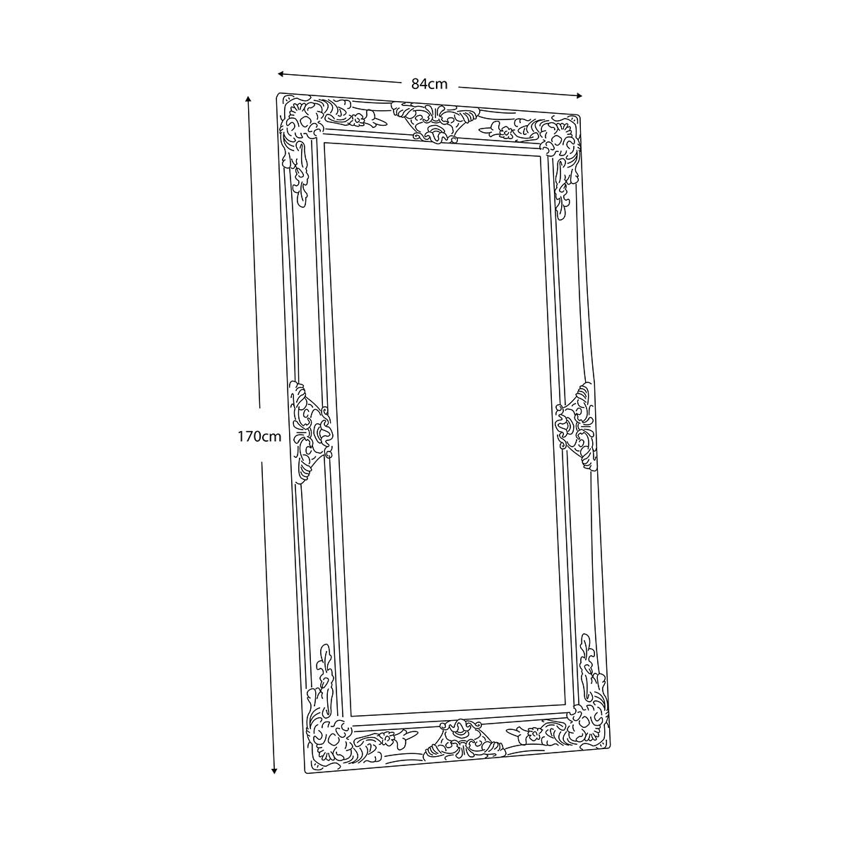 Gallery Hampshire Silver Leaner Mirror, 84 x 170cm