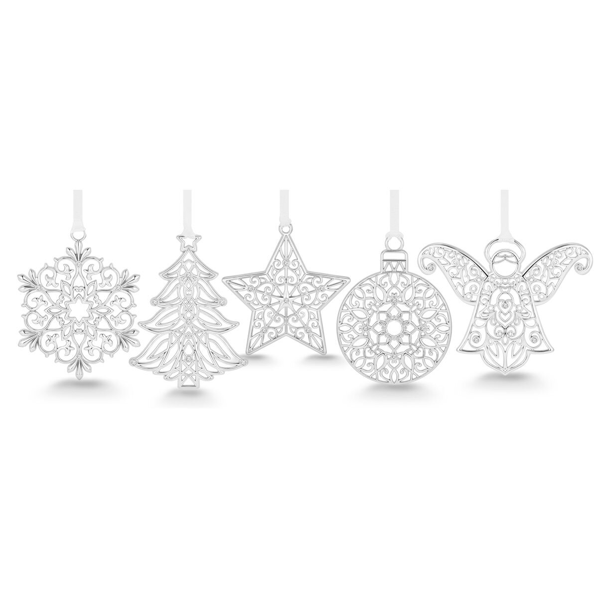 Buy 5pc Ornaments Silver Overview Image at Costco.co.uk