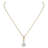 11-12mm Cultured Freshwater Pearl & 0.02ctw Diamond Pendant, 14ct Yellow Gold