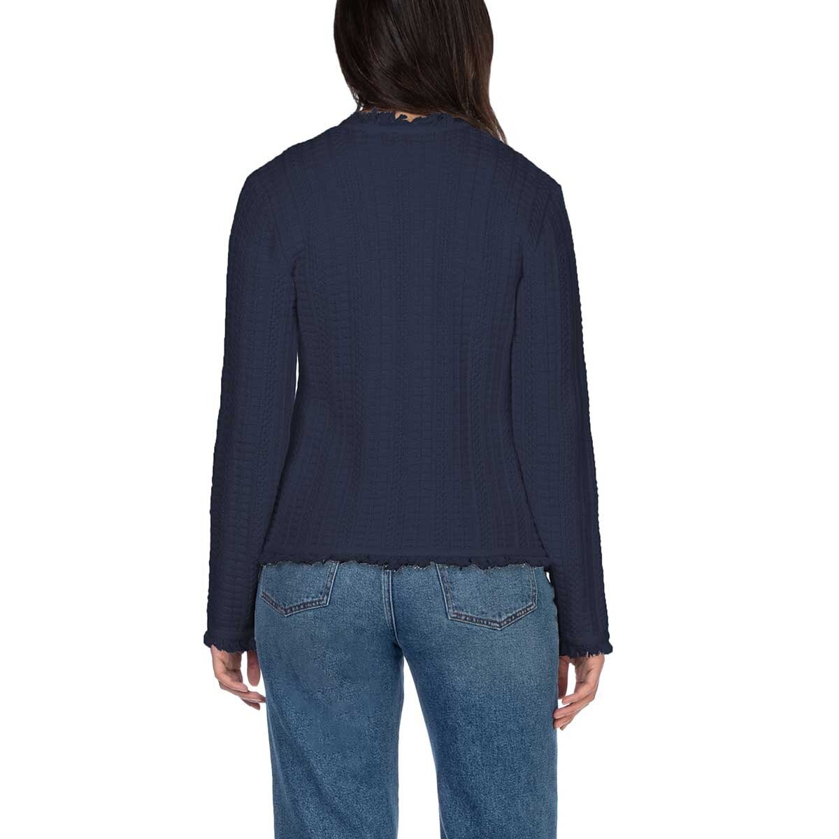 Wellworn Ladies Fringe Cardigan in Navy