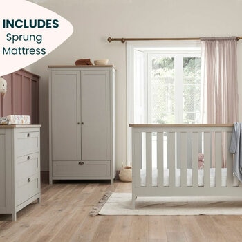 Tutti Bambini Verona 4 Piece Nursery Furniture Set, Grey & Oak Tutti Bambini Verona 4 Piece Nursery Furniture Set, Grey & Oak