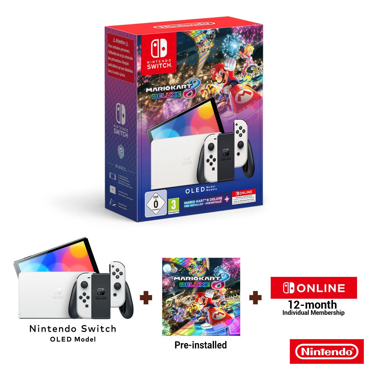 Nintendo Switch OLED Console with Mario Kart 8 Bundle plus Nintendo Switch Online 12 Months