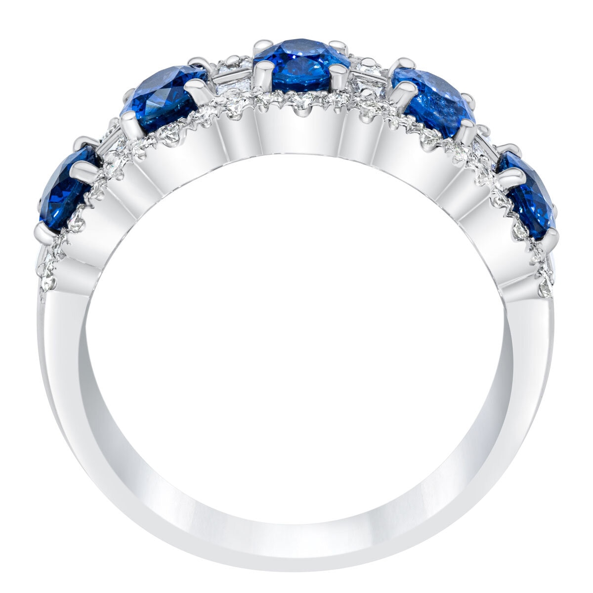 Blue Sapphire & 0.60ctw Diamond Ring, 14ct White Gold