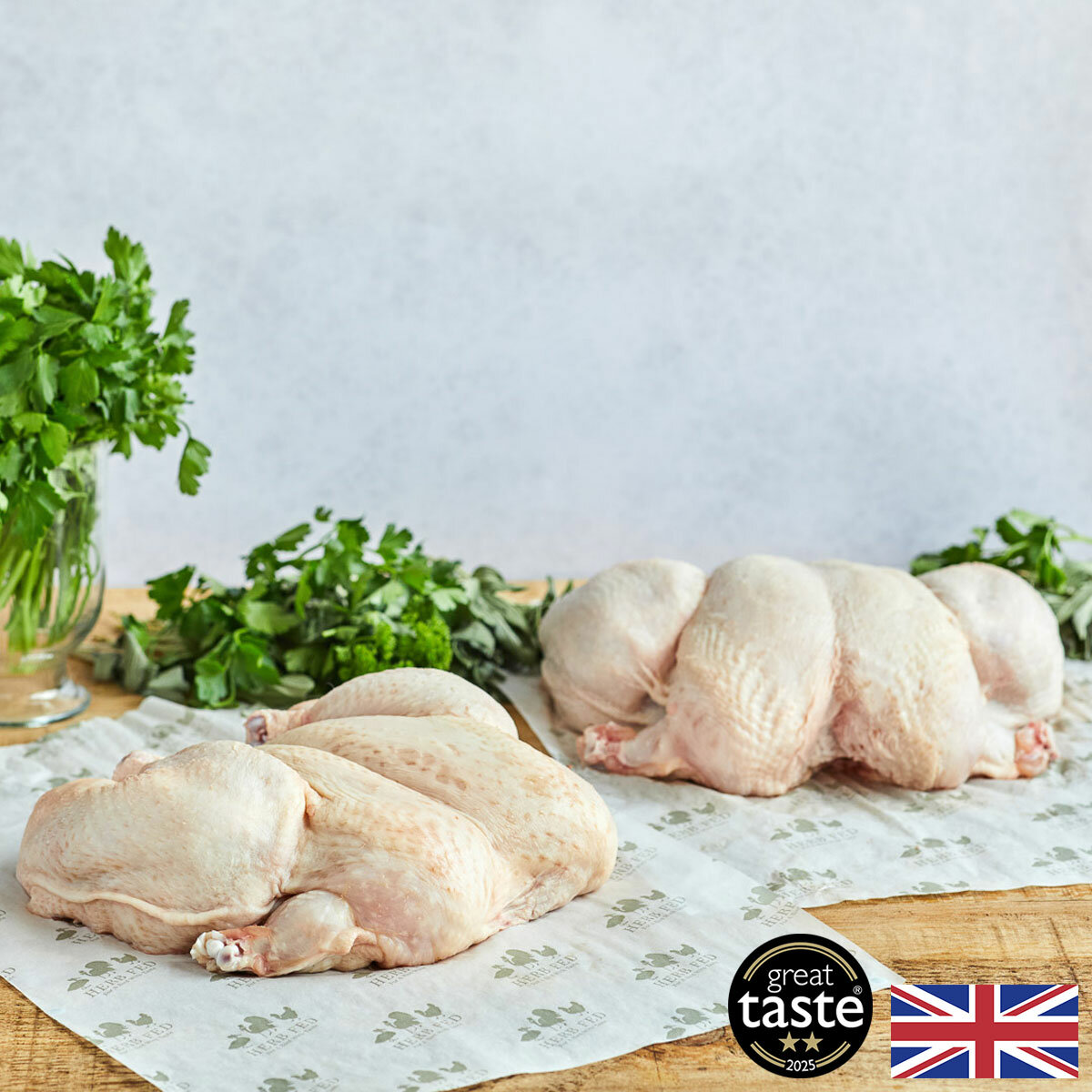 Herb Fed Free Range Spatchcock Chickens, 2 x 2kg (Serves 6-8 people per Chicken) Herb Fed Free Range Spatchcock Chickens, 2 x 2kg (Serves 6-8 people per Chicken)