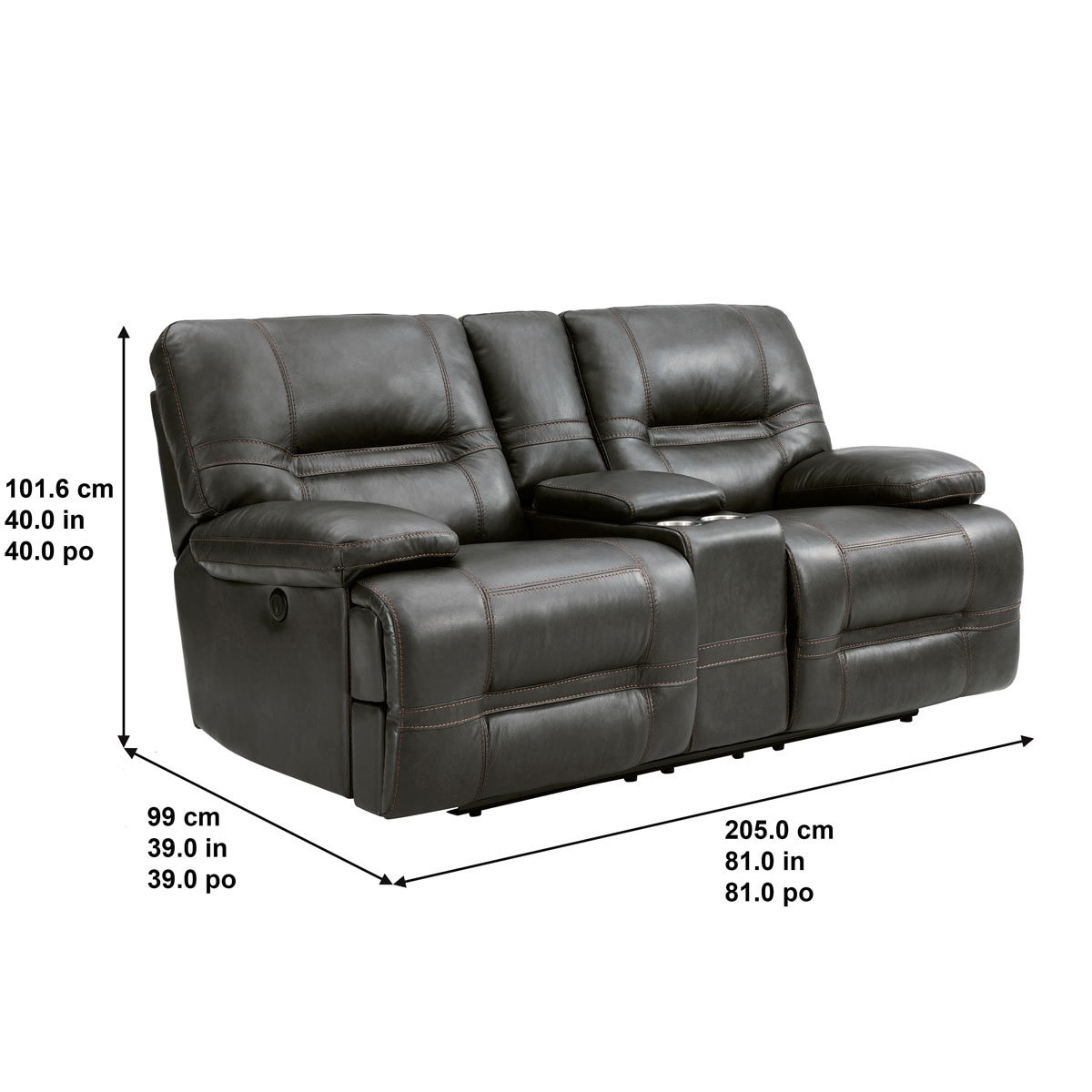 Pulaski Tessa 2 Seater Grey Leather Power Recliner Sofa | Costco UK