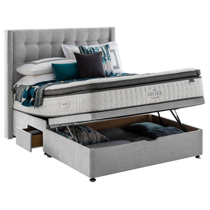 Silentnight Ottoman Divan Base With Bloomsbury Headboard In Slate Grey ...