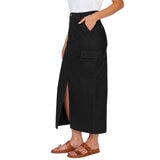 Wellworn Ladies Cargo Maxi Skirt in Black