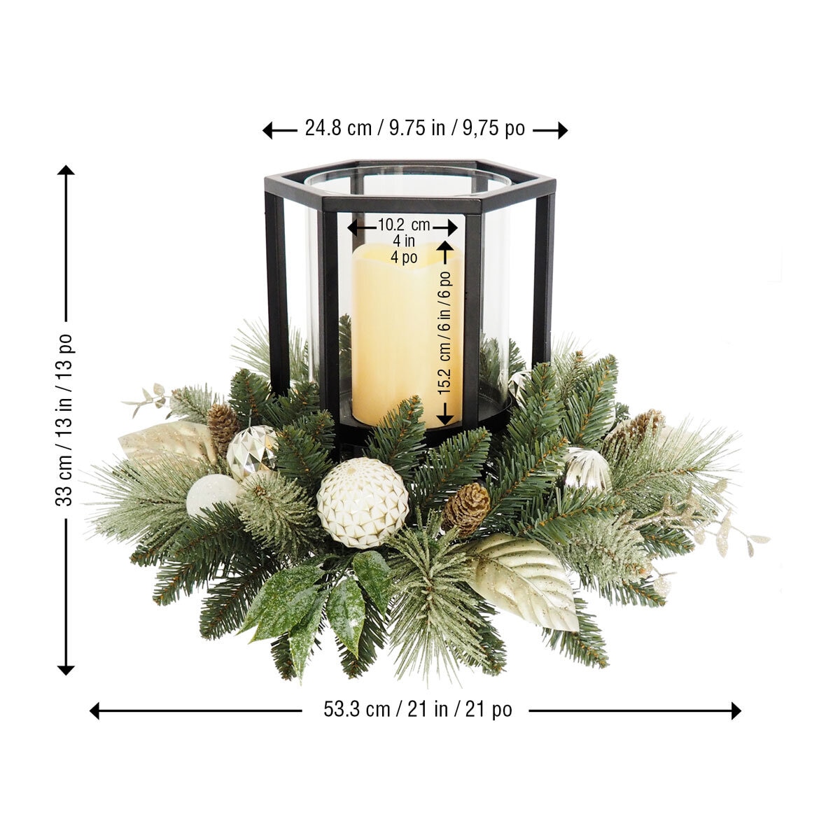 Christmas Hurricane Centerpiece - Silver / Metalic on Costco.co.uk