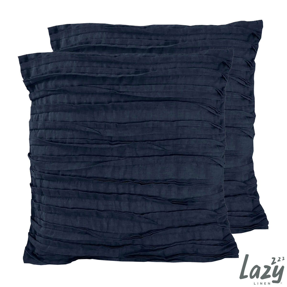 Lazy Linen 100% Washed Linen Cushion 2 Pack in Navy
