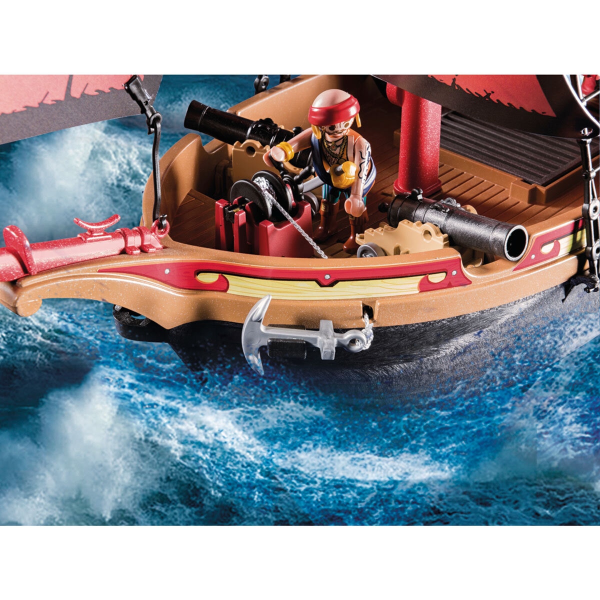 PLAYMOBIL Pirates Large Floating Pirate Ship With Cannon - Model 70411 (5+ Years)