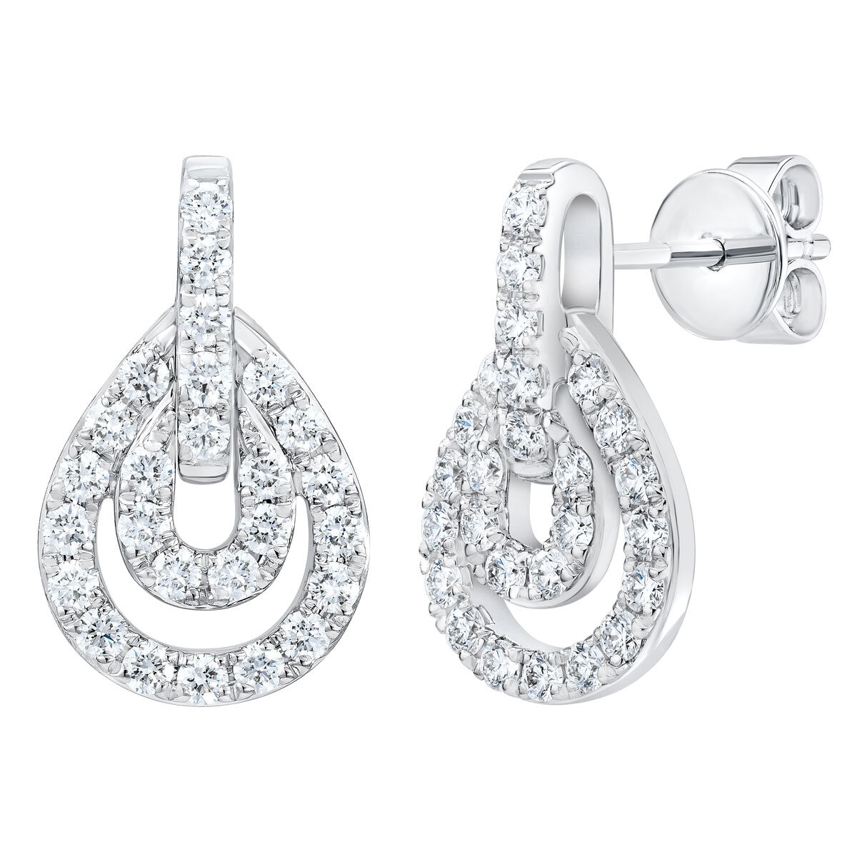 0.65ctw Round Brilliant Cut Diamond Drop Earrings, 14ct White Gold