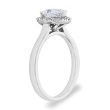 0.90ctw Pear & Round Brilliant Cut Diamond Halo Ring, Platinum