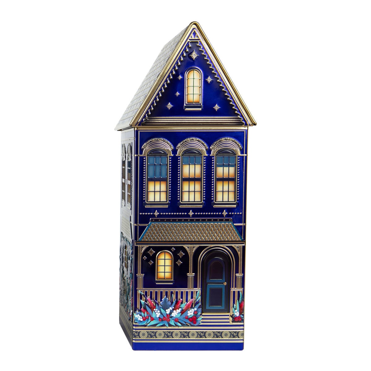 The Silver Crane Co Winter Festive Houses Speculoos Cookies, 345g in Blue