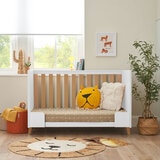 Tutti Bambini Fika Mini Cot Bed with Sprung Mattress, White & Light Oak