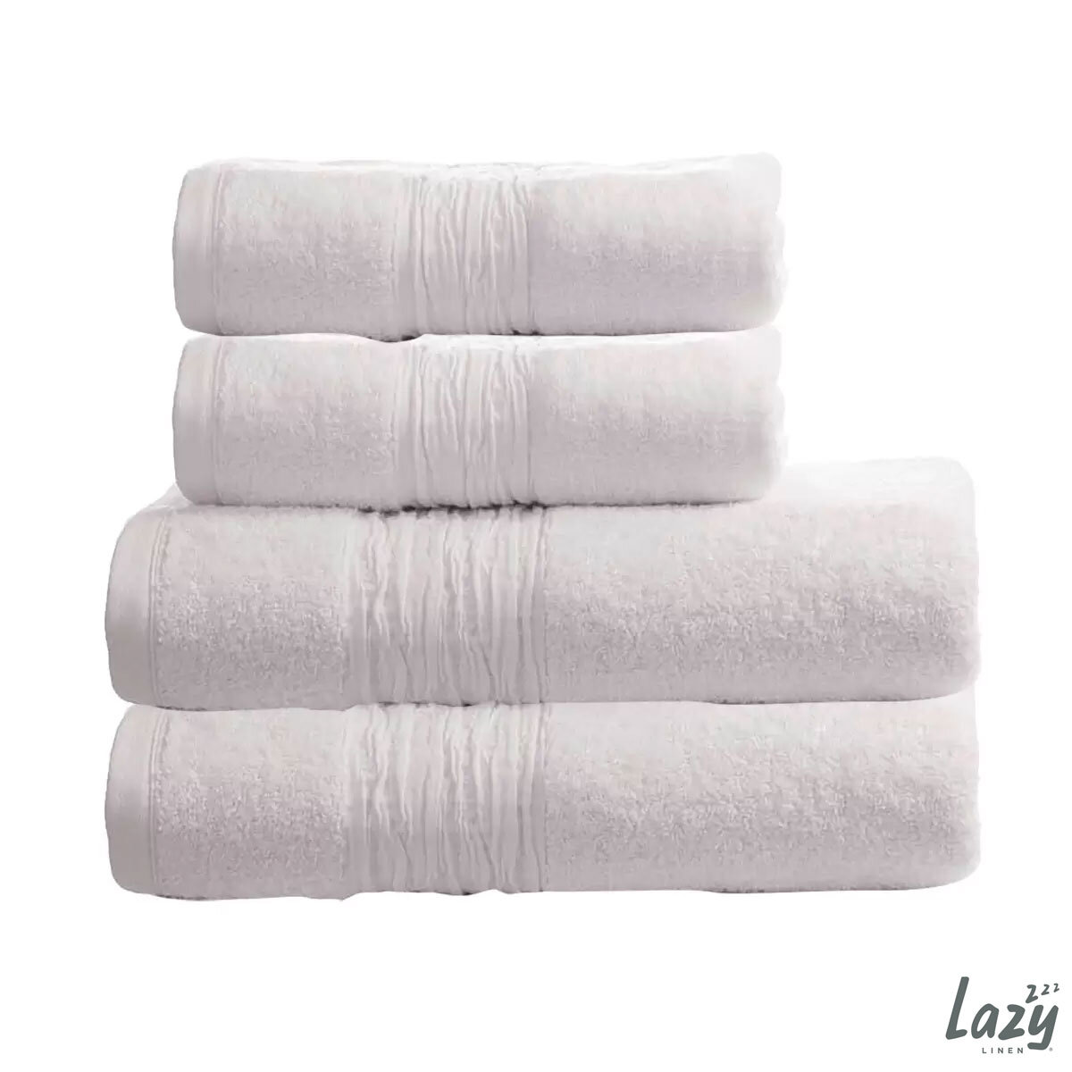 Lazy Linen 4 Piece Hand & Bath Towel Bundle in 6 Colours, 2 x Hand Towels & 2 x Bath Towels 