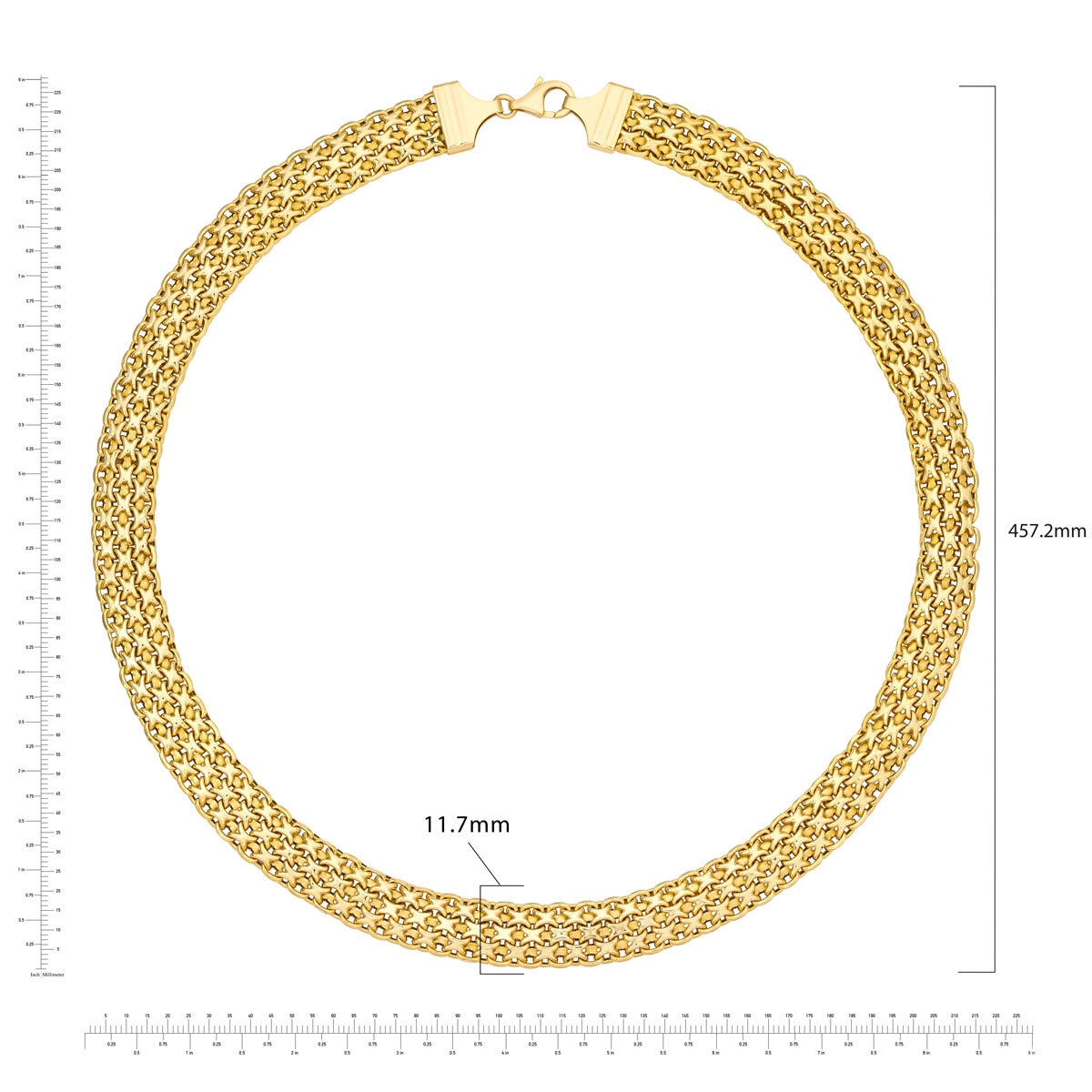 14ct Yellow Gold Bombay Bismark 3 Row Necklace