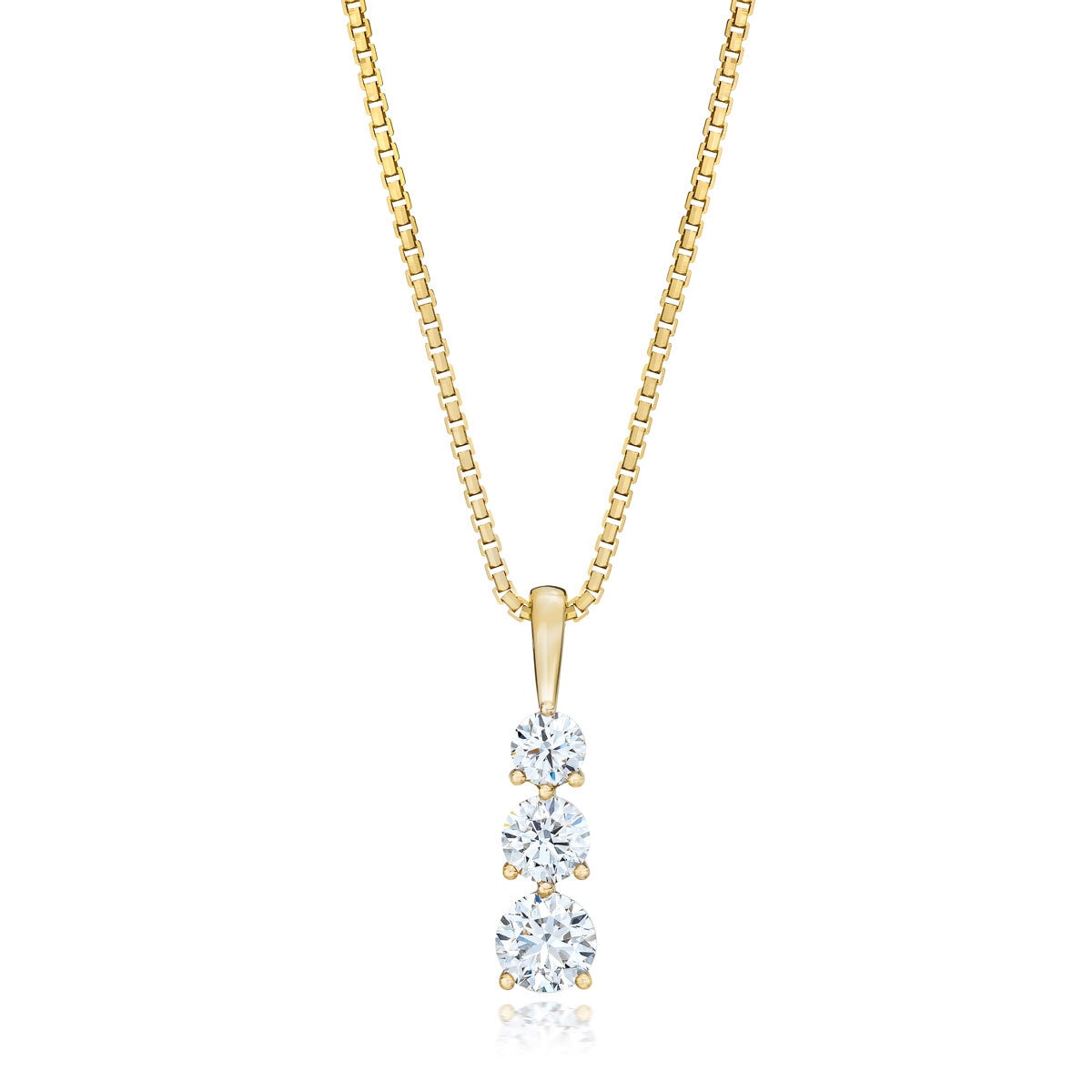 1.00ctw Round Brilliant Cut 3 Stone Diamond Pendant, 14ct Yellow Gold