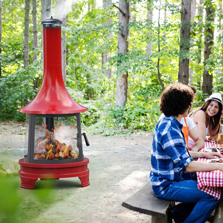 Outdoor Steel Chiminea Fireplace with Cooking Grill | Costco UK