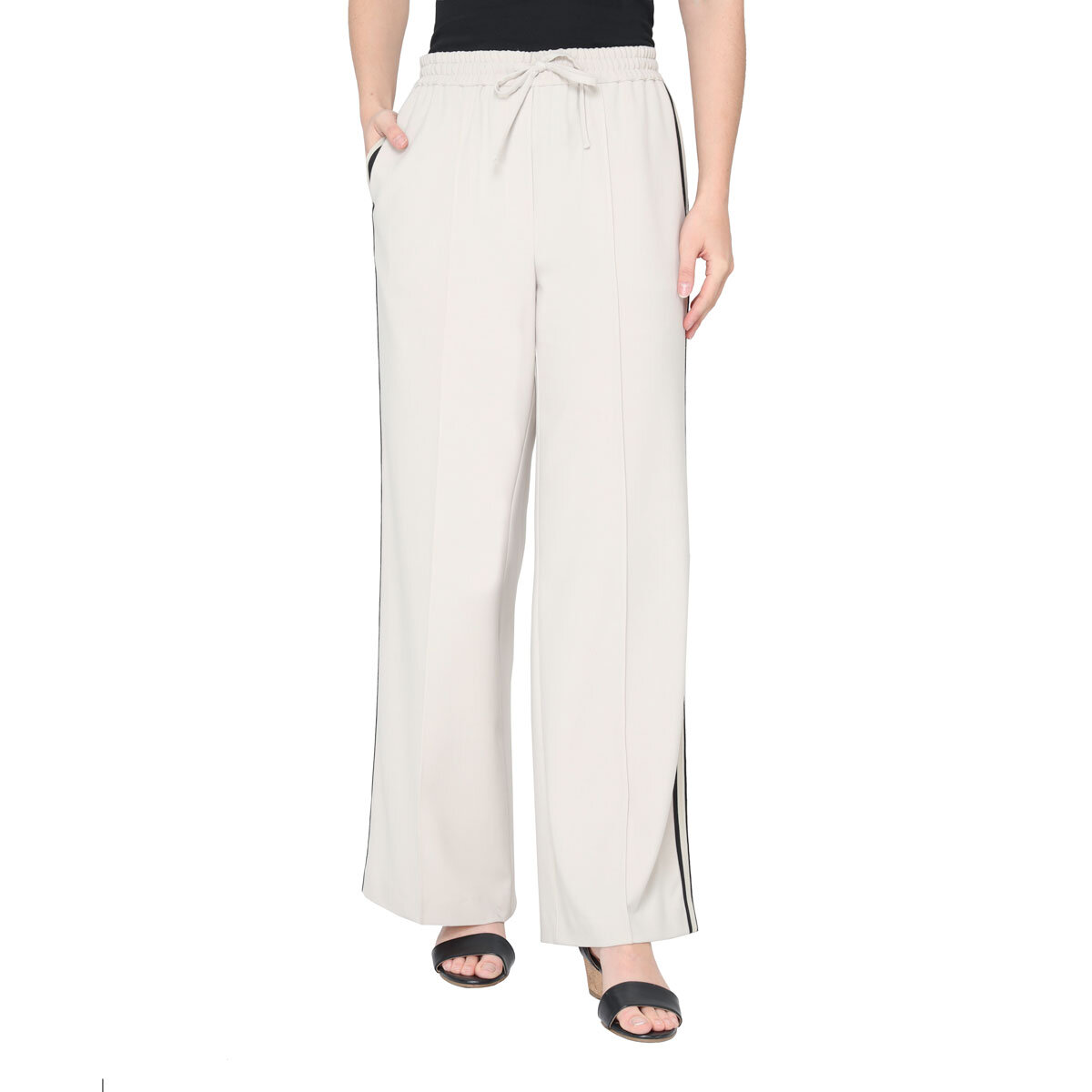 B.C. Clothing Co. Ladies pull-on trouser with contrast side stripe in Sand