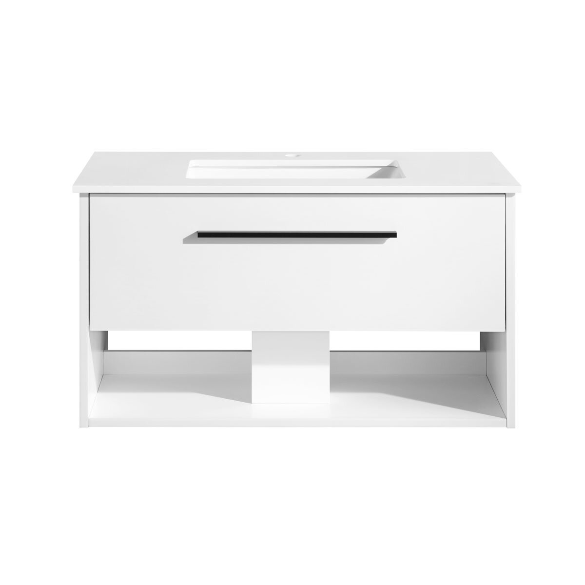 Front facing images of OVE Camila 910mm in matte white on white background