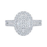 1.00ctw Round Brilliant Cut Diamond Cluster Ring, 14ct White Gold