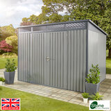 Stone Garden 10ft x 8ft (3m x 2.4m) Large Two Door Steel Shed in Grey