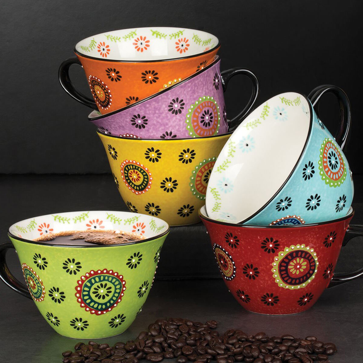 Jumbo Ceramic Mugs, 6 Pack