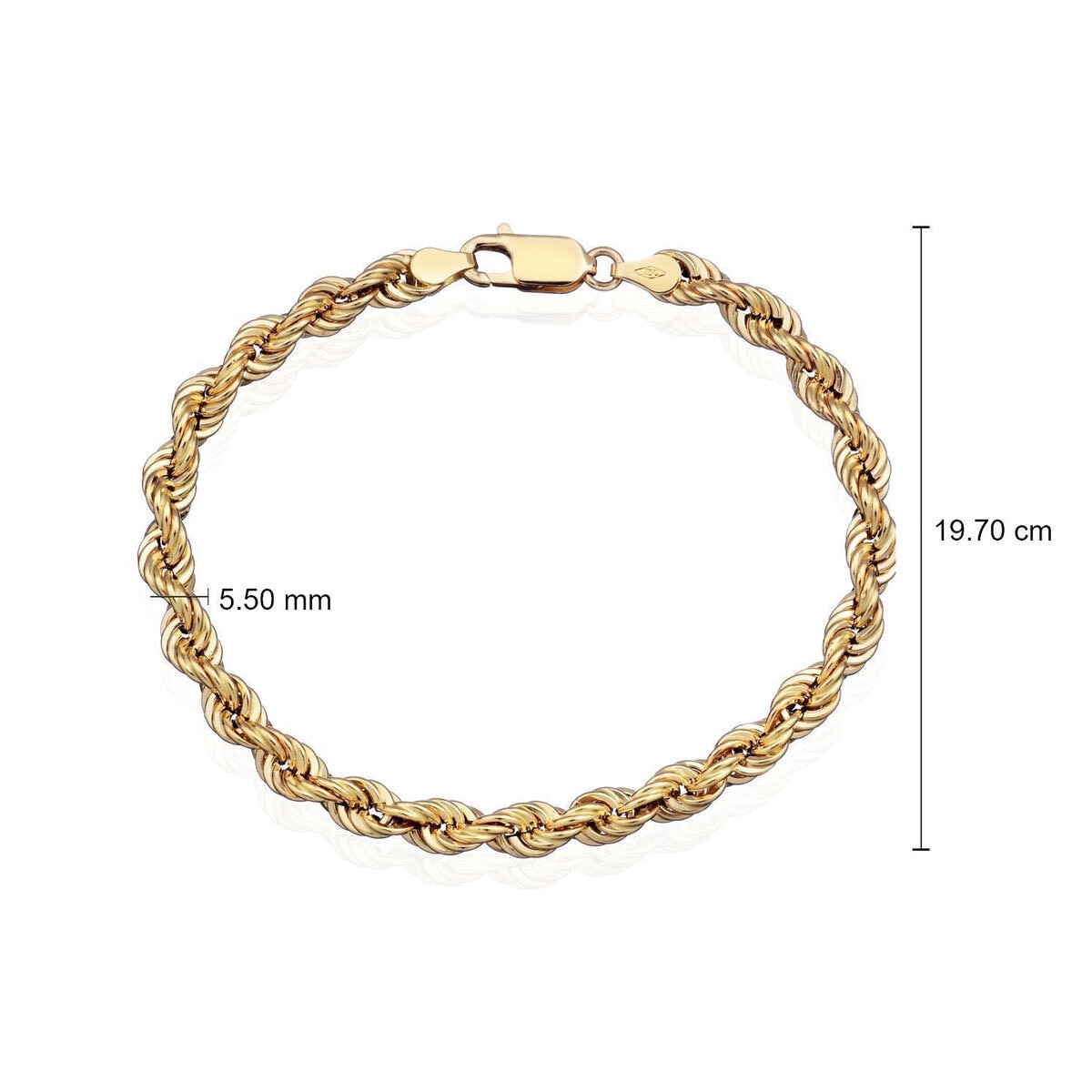 14ct Yellow Gold Rope Chain Bracelet