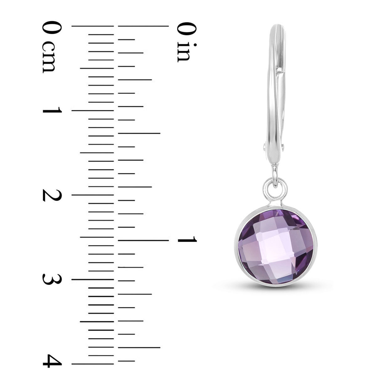 Round Cut Amethyst Earrings, 14ct White Gold