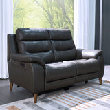 Ava Dark Grey Leather Power Reclining Large 2 Seater Sofa