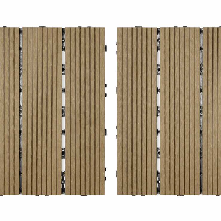 Golden Select Light Brown WPC Deck Tiles - 0.72m² Per Pack Golden Select Light Brown WPC Deck Tiles - 0.72m² Per Pack