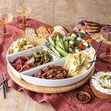 Bamboo Lazy Susan with Porcelain Dishes