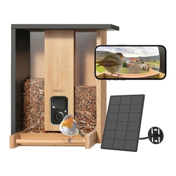 Birdfy Bamboo Bird Feeder with Camera & Solar Panel