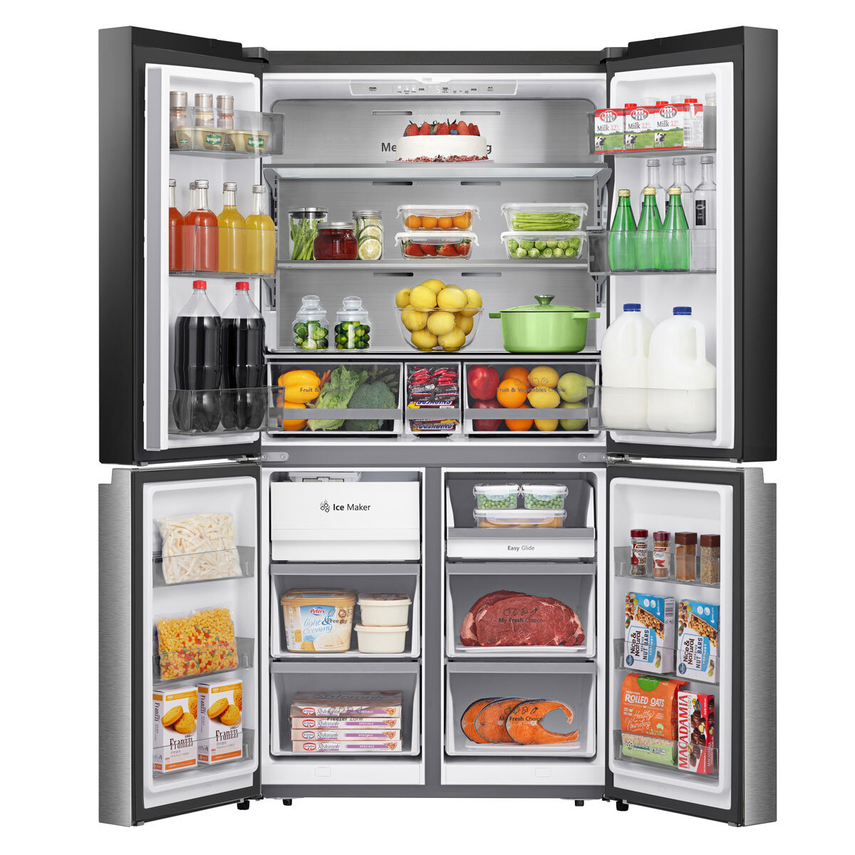 Hisense RQ5X560SFLES, Multi Door Fridge Freezer, E Rated in Stainless Steel