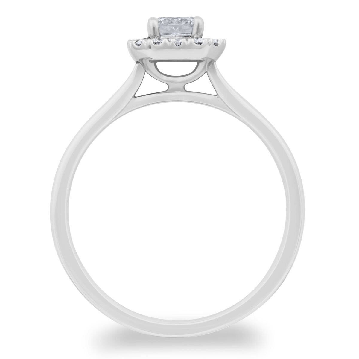 0.76ctw Emerald Cut Diamond Halo Ring, 18ct White Gold