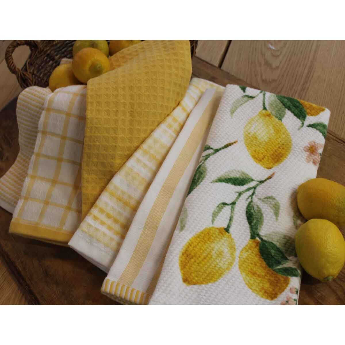 Caro Home 100% Cotton Kitchen Towels 8 Pack in Yellow