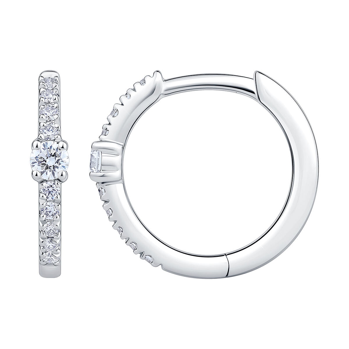 0.20ctw Round Brilliant Cut Diamond Hoop Earrings, 14ct White Gold