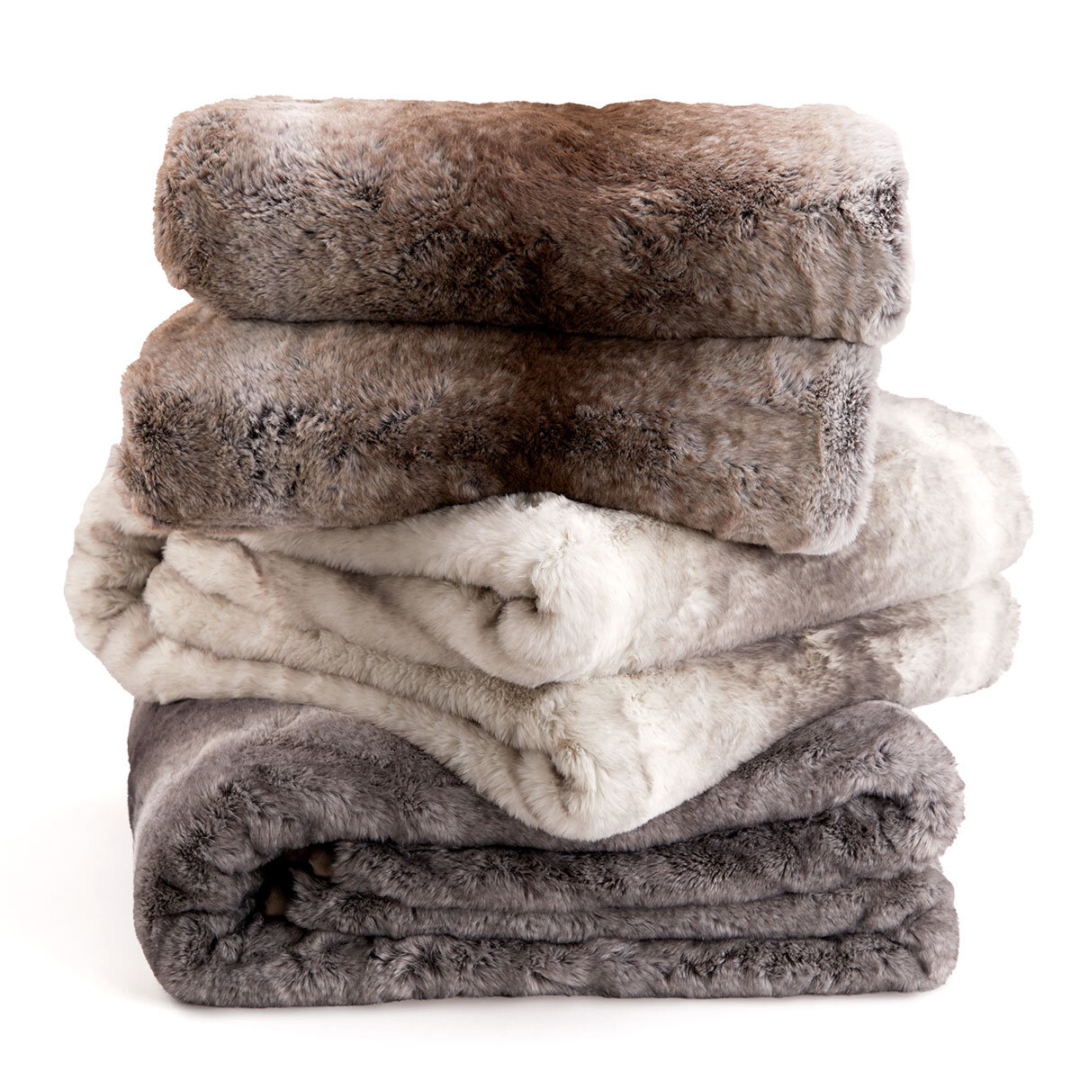 Mon Chateau Luxe Faux Fur Throw in grey tan