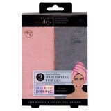 Danielle Creations, Turban Hair Towels, 2x2 Pack Pink & Grey Packed