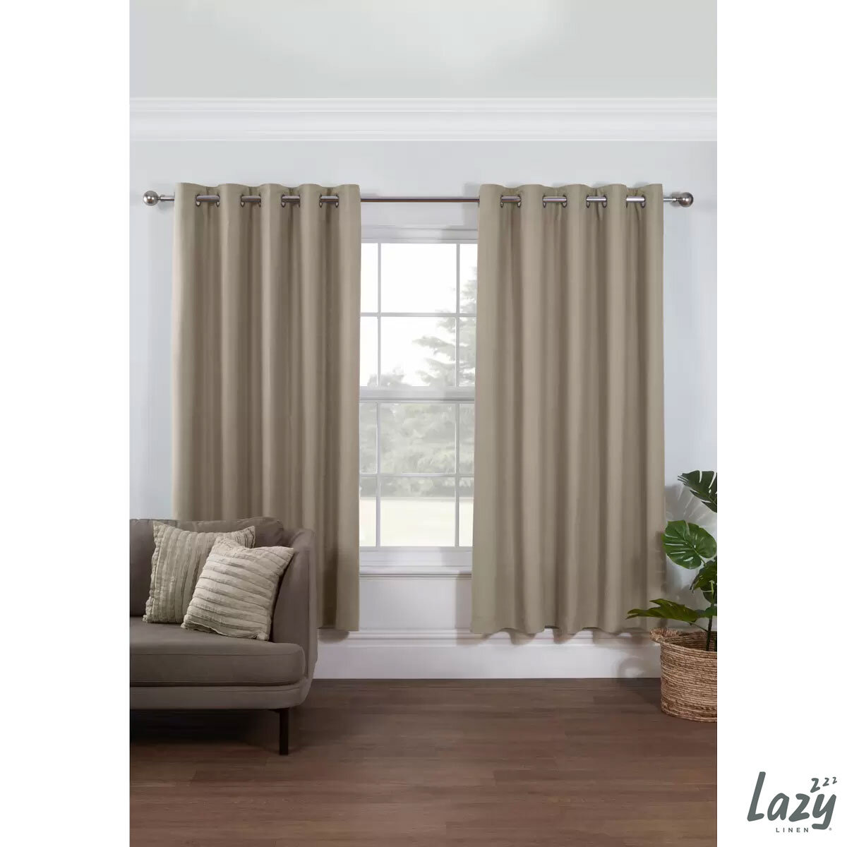Lazy Linen 100% Washed Linen Curtain in Linen, 167 x 183cm 