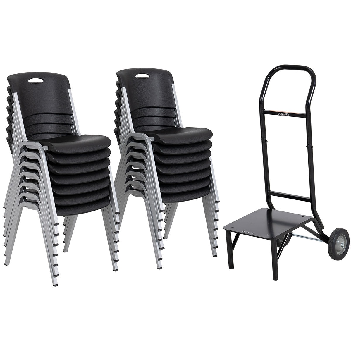 Lifetime Stacking Chair, 14 Pack & Chair Trolley