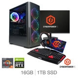 CyberPower, AMD Ryzen 5, 16GB RAM, 1TB SSD, NVIDIA GeForce RTX 4060, Gaming Desktop Bundle