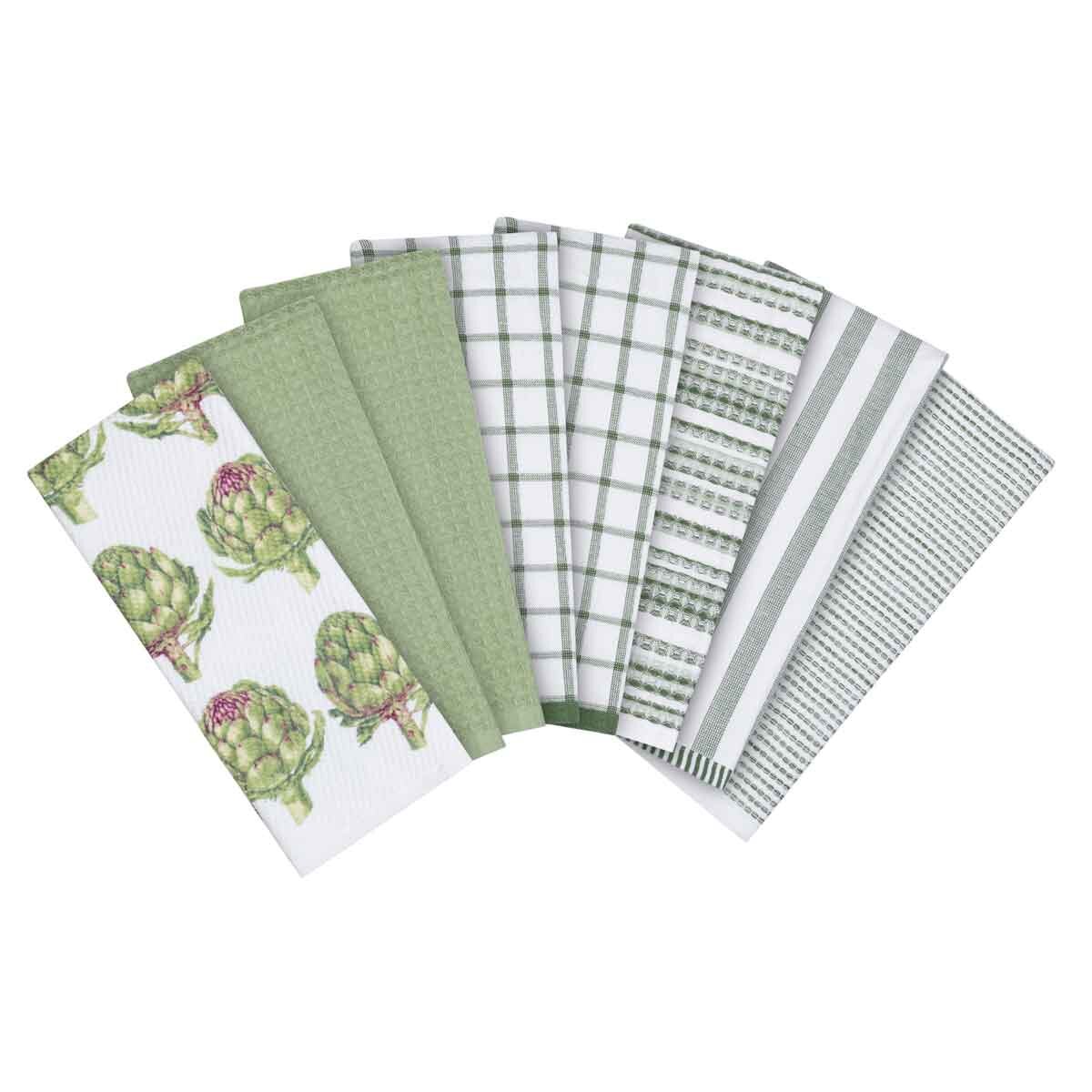 Caro Home 100% Cotton Kitchen Towels 8 Pack in Green 