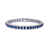 Round Cut Blue Sapphire & 0.90ctw Diamond Bracelet