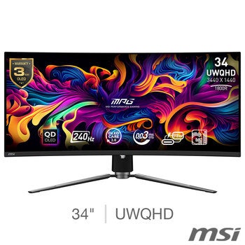 MSI MAG 341CQPX 34 inch UWQHD 240Hz OLED Gaming Monitor, 9S6-3DD04T-019 MSI MAG 341CQPX 34 inch UWQHD 240Hz OLED Gaming Monitor, 9S6-3DD04T-019