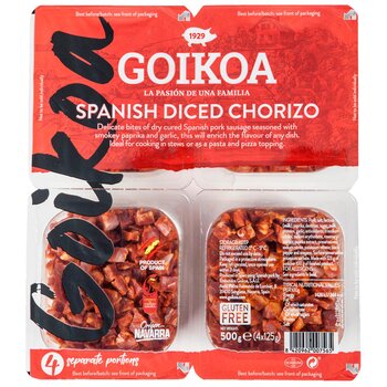 Goikoa Spanish Diced Chorizo, 4 x 125g