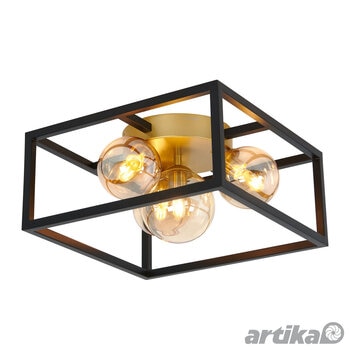 Artika Griffintown 4-Light Flushmount Ceiling Light Black & Gold With Bulbs