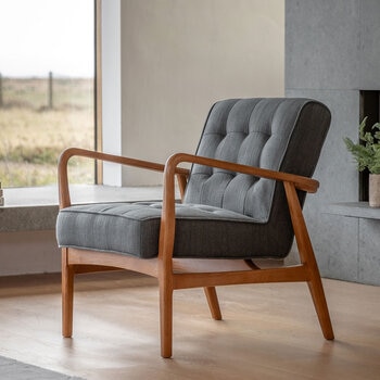 Gallery Humber Dark Grey Linen Armchair