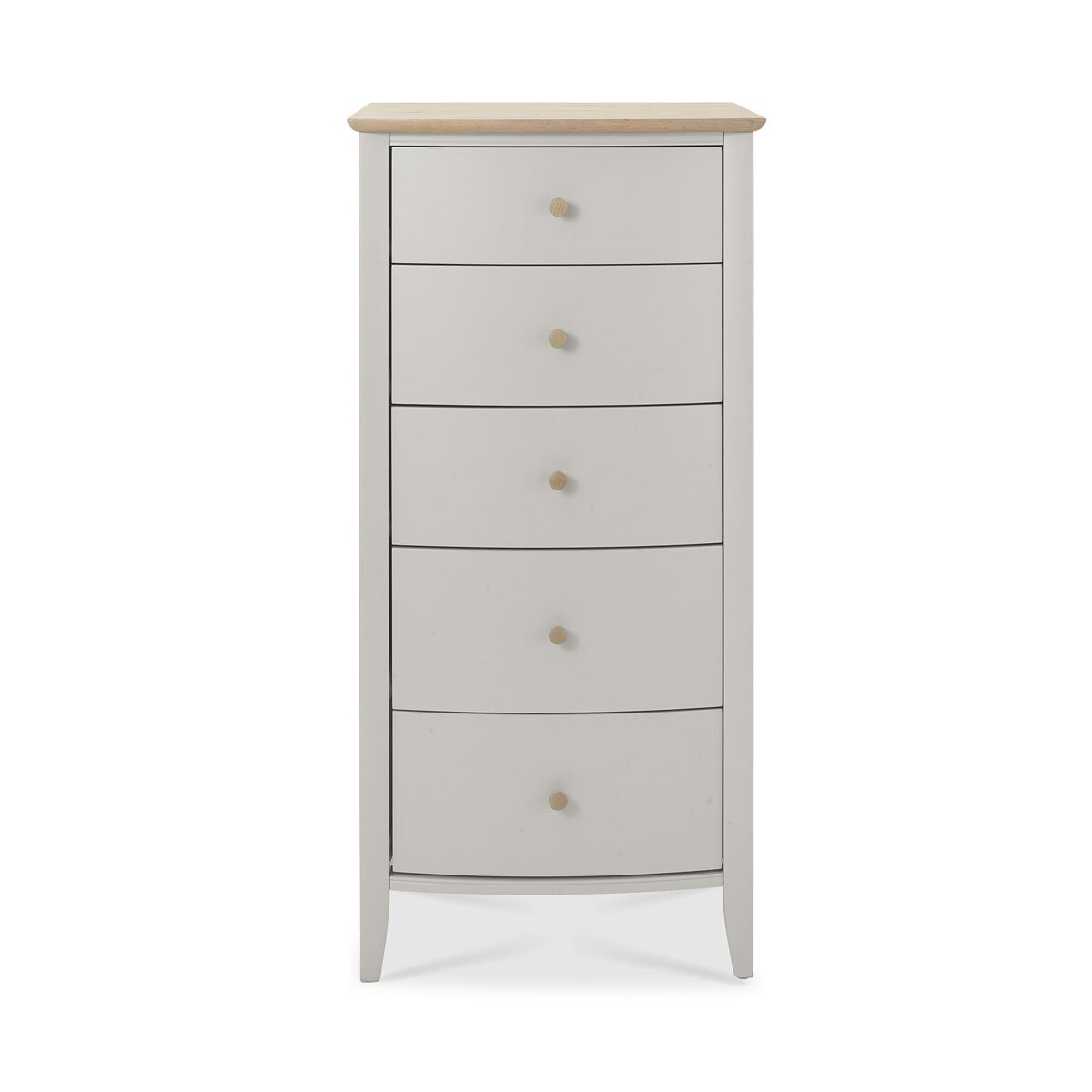 Bentley Designs Whitby Scandi Oak & Grey 5 Drawer Chest of Drawers, Front View