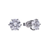 DiamonFire Sterling Silver Six Claw Cubic Zirconia Stud Earrings